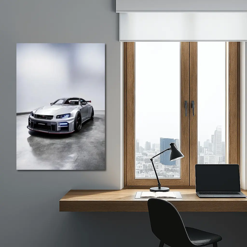 Nissan Skyline GT-R Silver Studio Shot – Wall Art