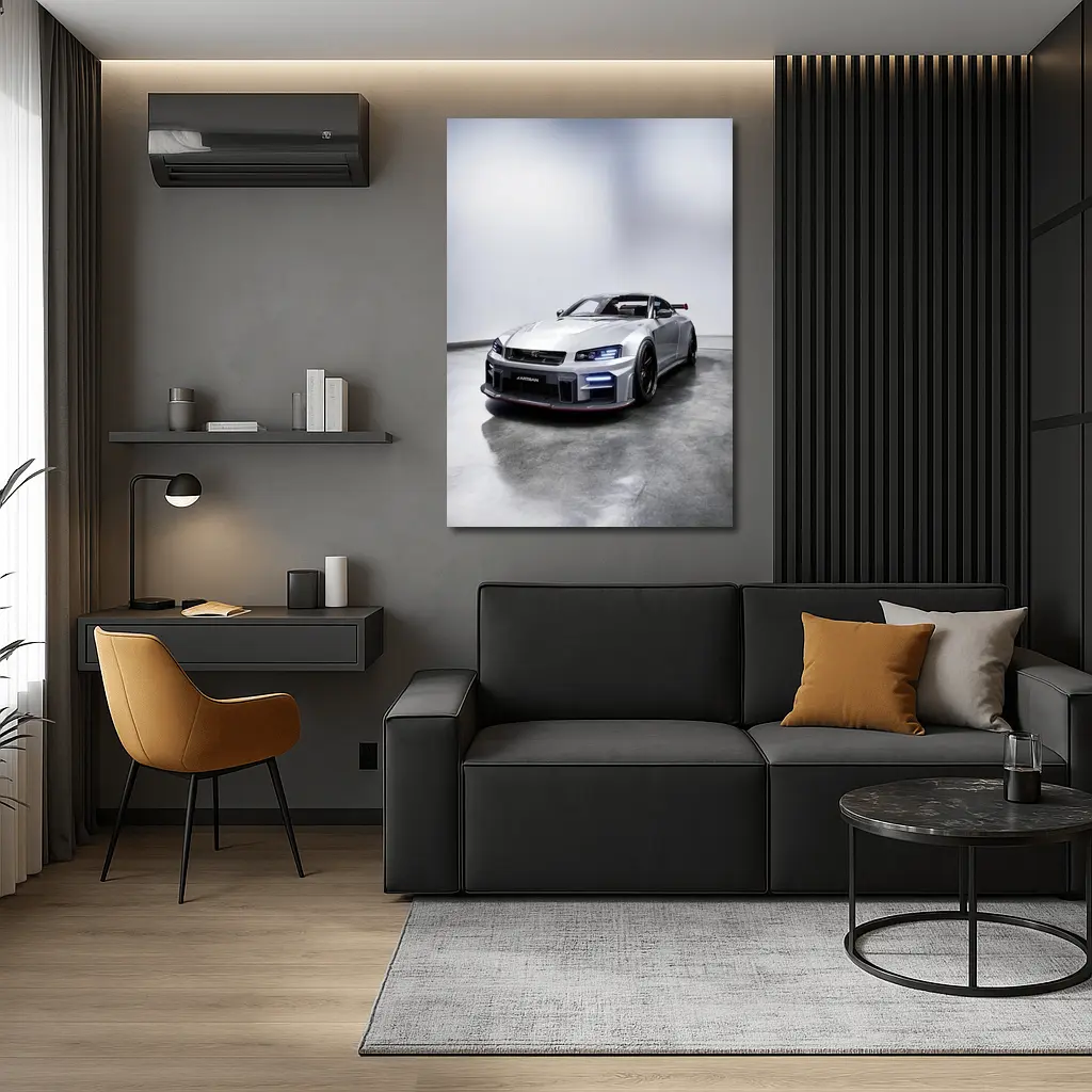 Nissan Skyline GT-R Silver Studio Shot – Wall Art