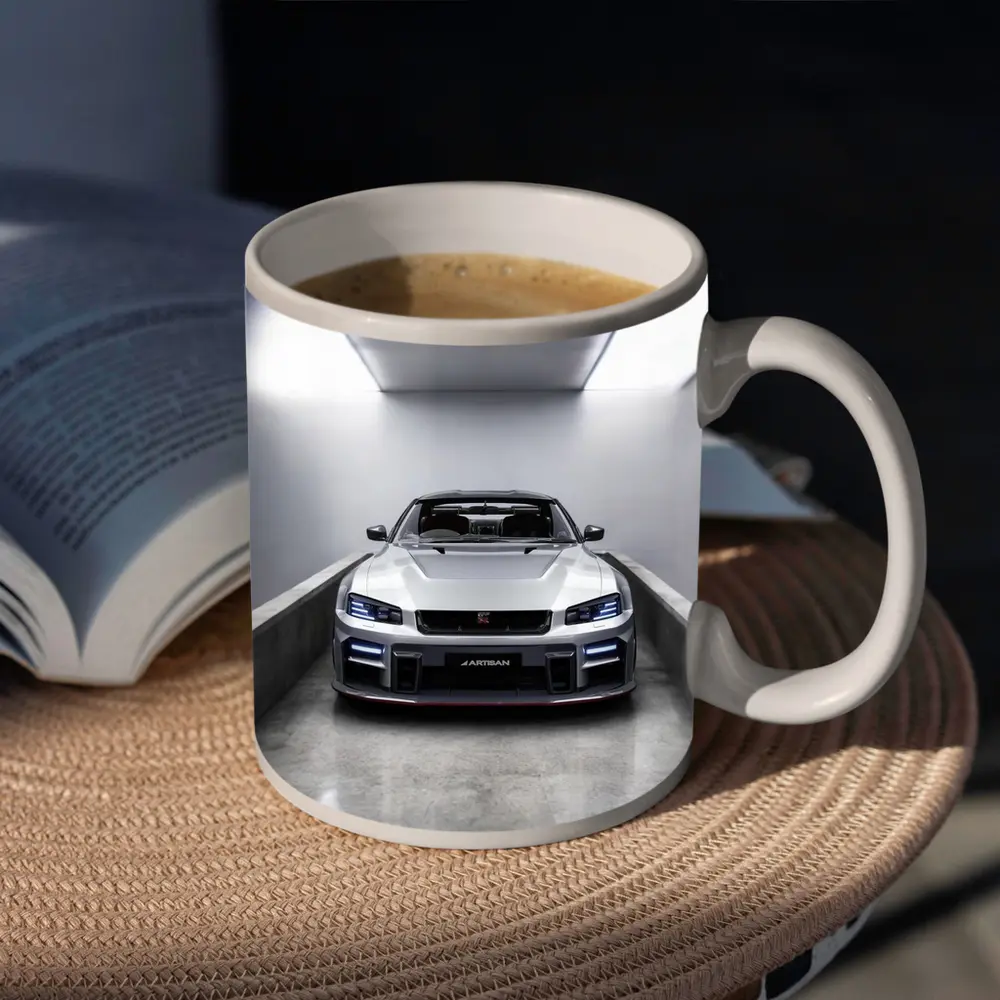 Nissan Skyline GT-R Silver Garage Front View – Mugs