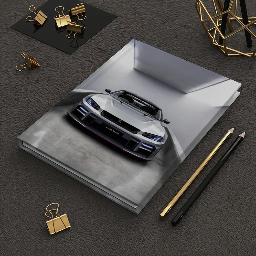 Nissan Skyline GT-R Silver Garage Front View – Notebooks