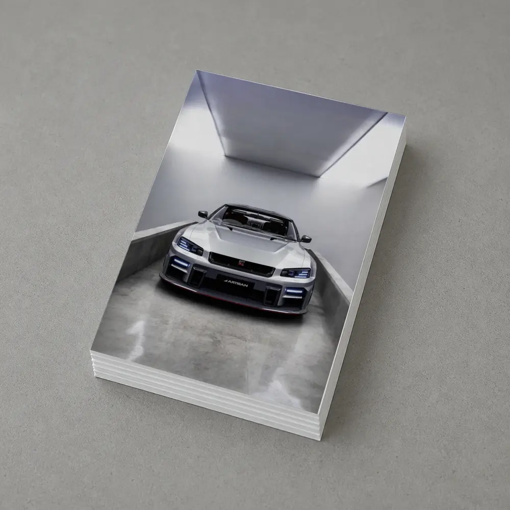 Nissan Skyline GT-R Silver Garage Front View – Postcards