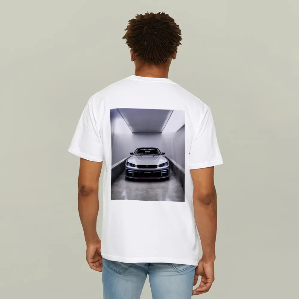 Nissan Skyline GT-R Silver Garage Front View – T-Shirts