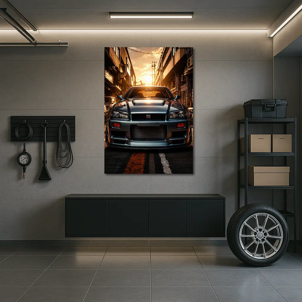 Nissan Skyline GT-R Front Urban Sunset – Wall Art