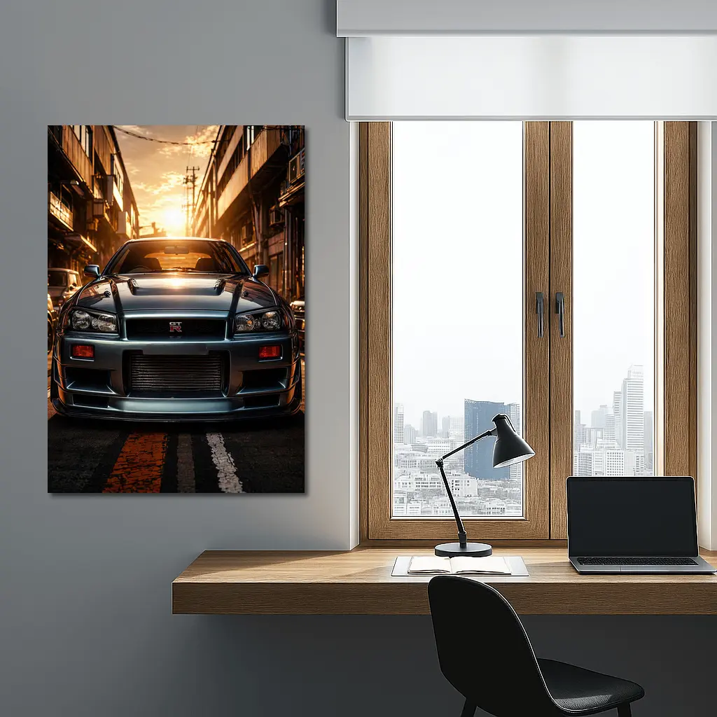 Nissan Skyline GT-R Front Urban Sunset – Wall Art