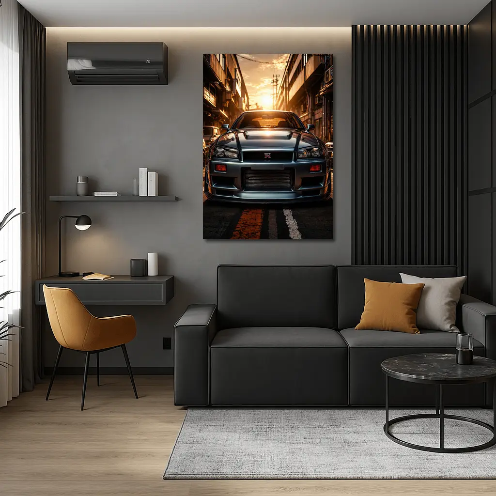Nissan Skyline GT-R Front Urban Sunset – Wall Art