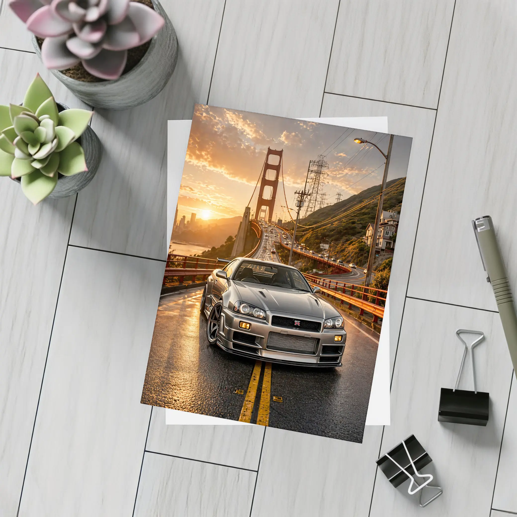 Nissan Skyline GT-R Golden Gate Bridge Sunset – Postcards