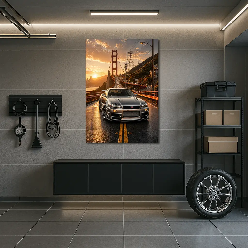 Nissan Skyline GT-R Golden Gate Bridge Sunset – Wall Art