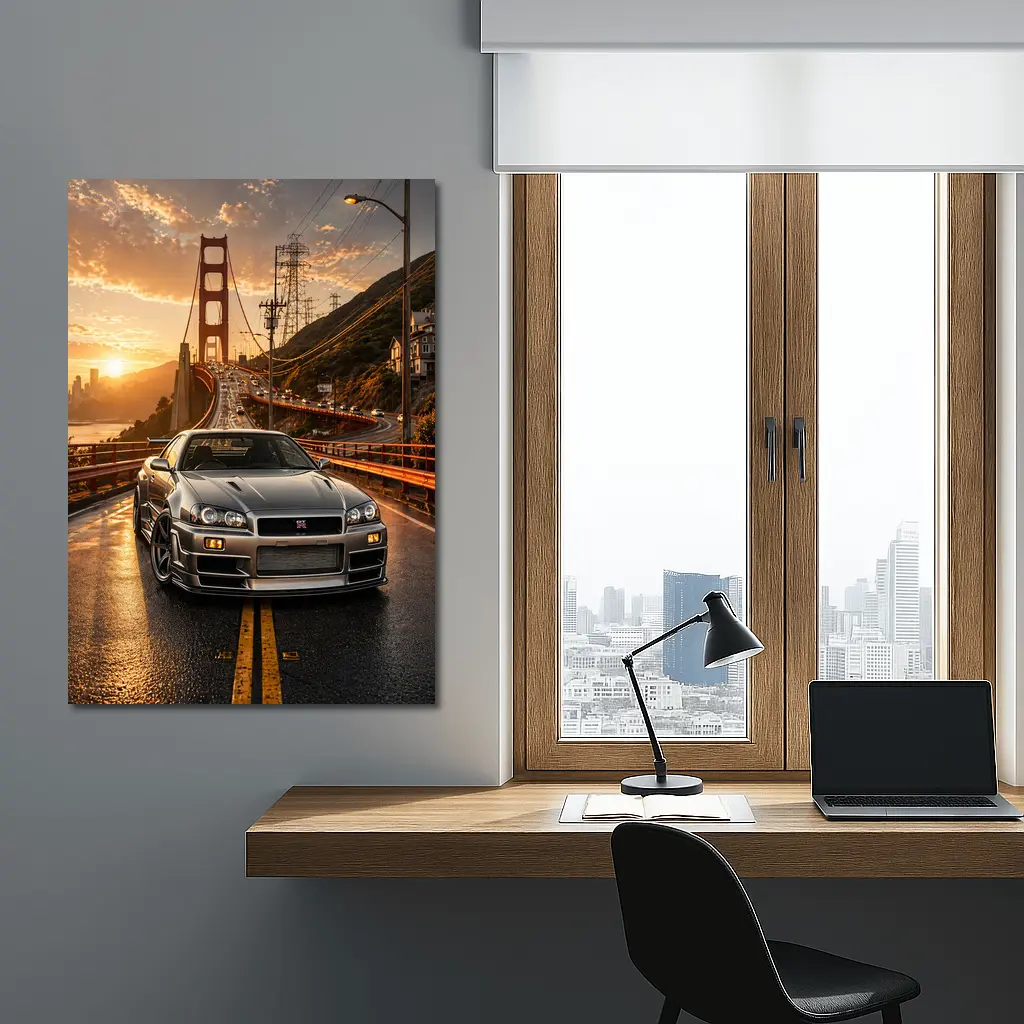 Nissan Skyline GT-R Golden Gate Bridge Sunset – Wall Art
