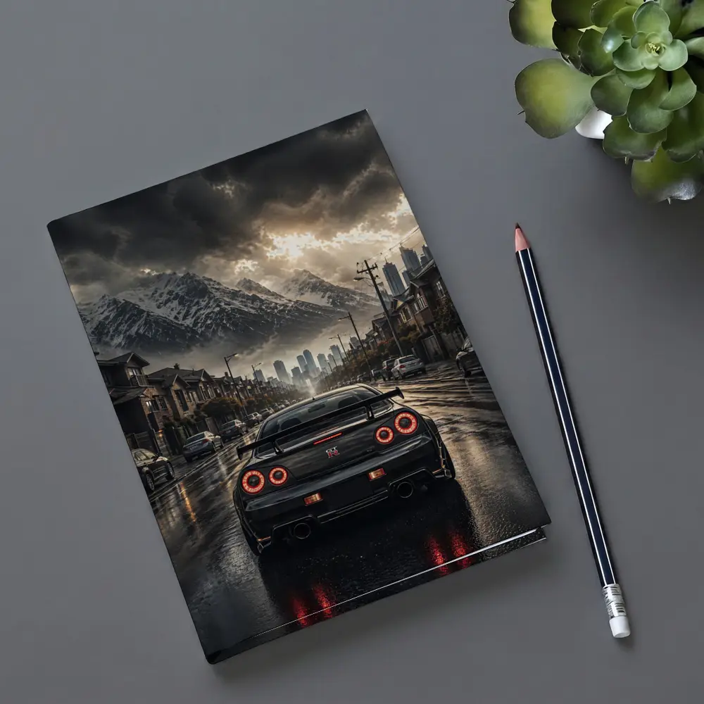 Nissan GT-R Rear View Rainy City Street – Notebooks