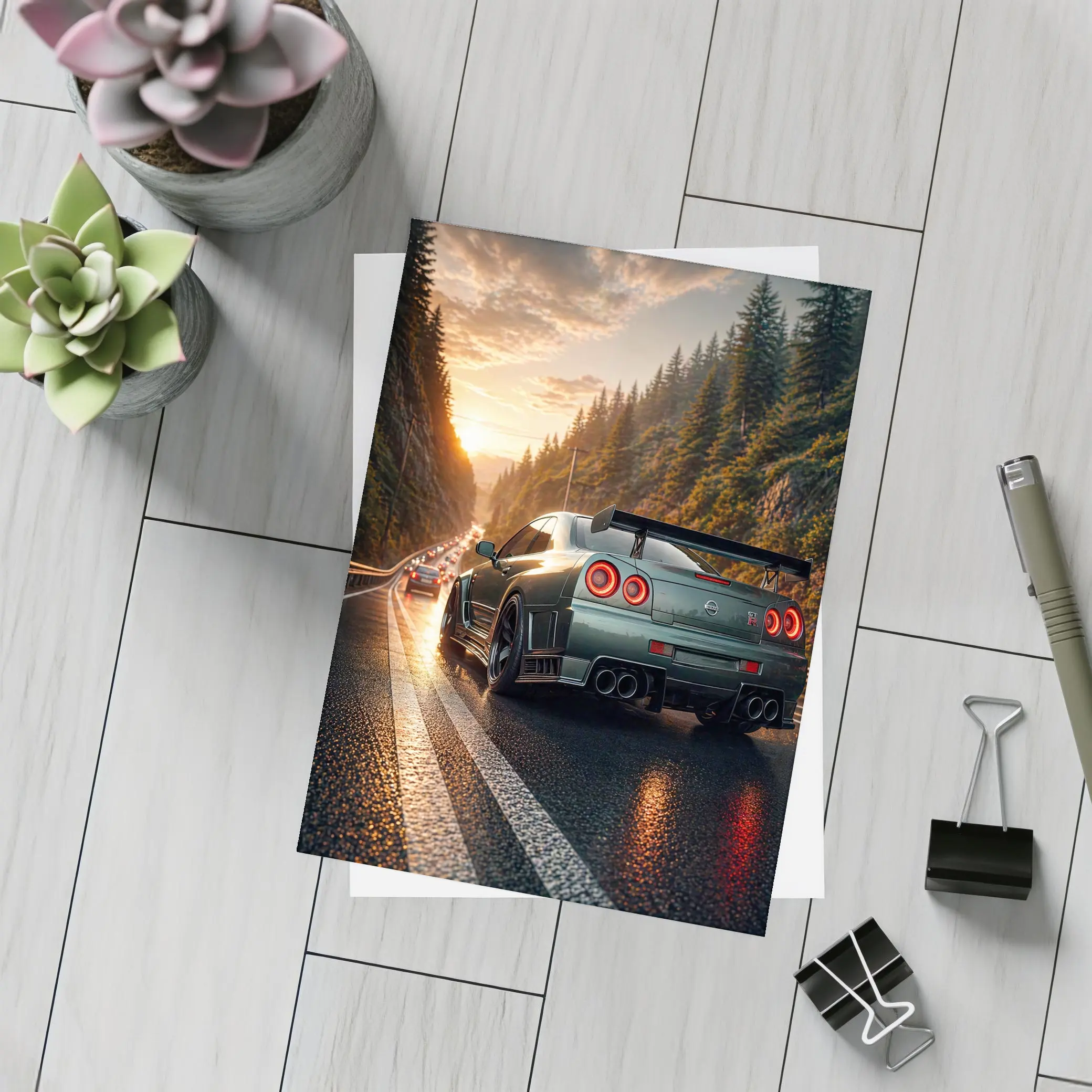 Nissan Skyline GT-R Wet Road Sunset – Postcards