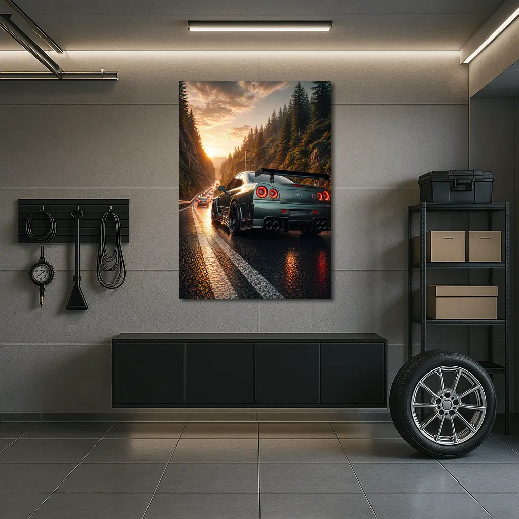 Nissan Skyline GT-R Wet Road Sunset – Wall Art
