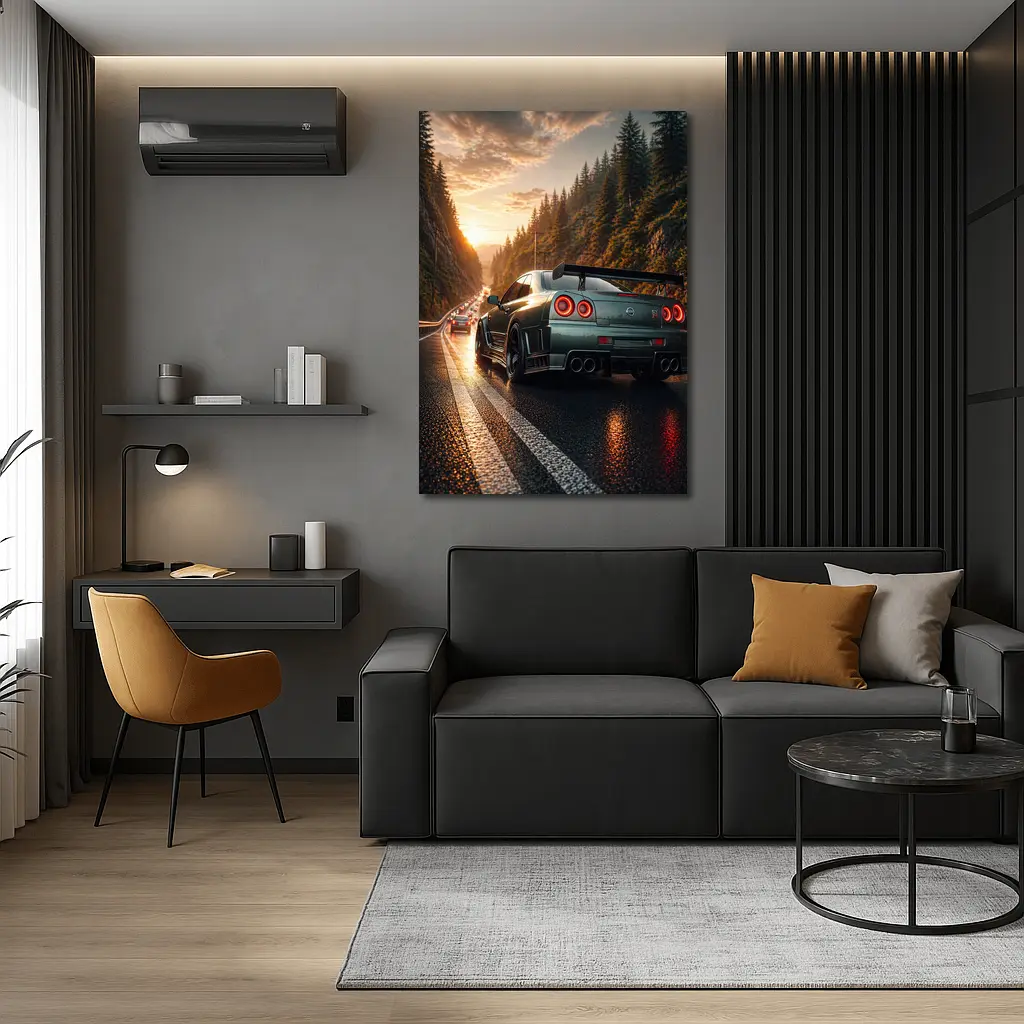 Nissan Skyline GT-R Wet Road Sunset – Wall Art