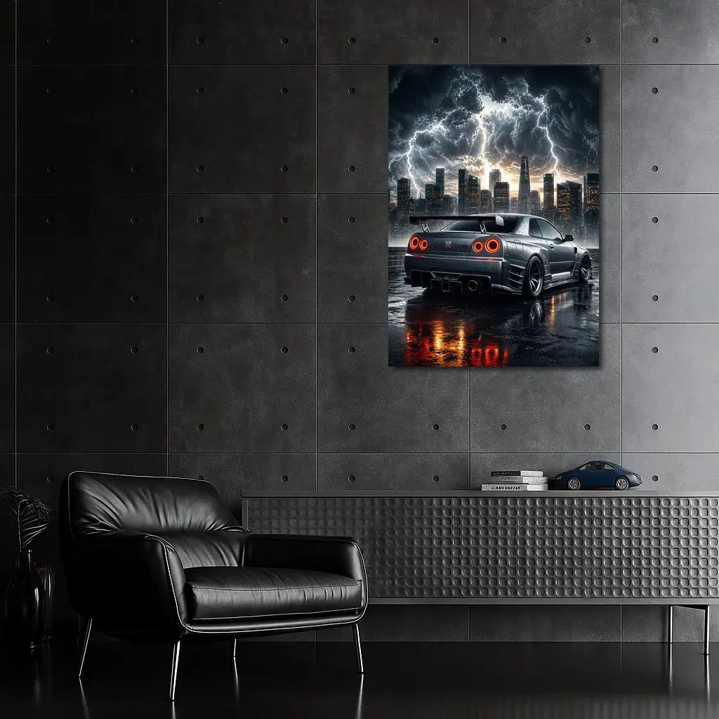 Nissan Skyline GT-R Storm City Night – Wall Art