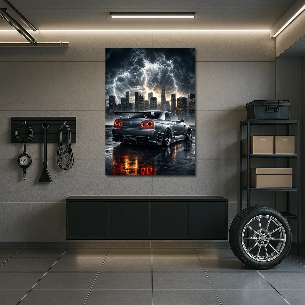 Nissan Skyline GT-R Storm City Night – Wall Art