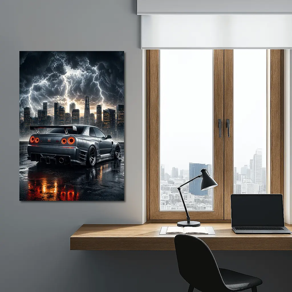 Nissan Skyline GT-R Storm City Night – Wall Art