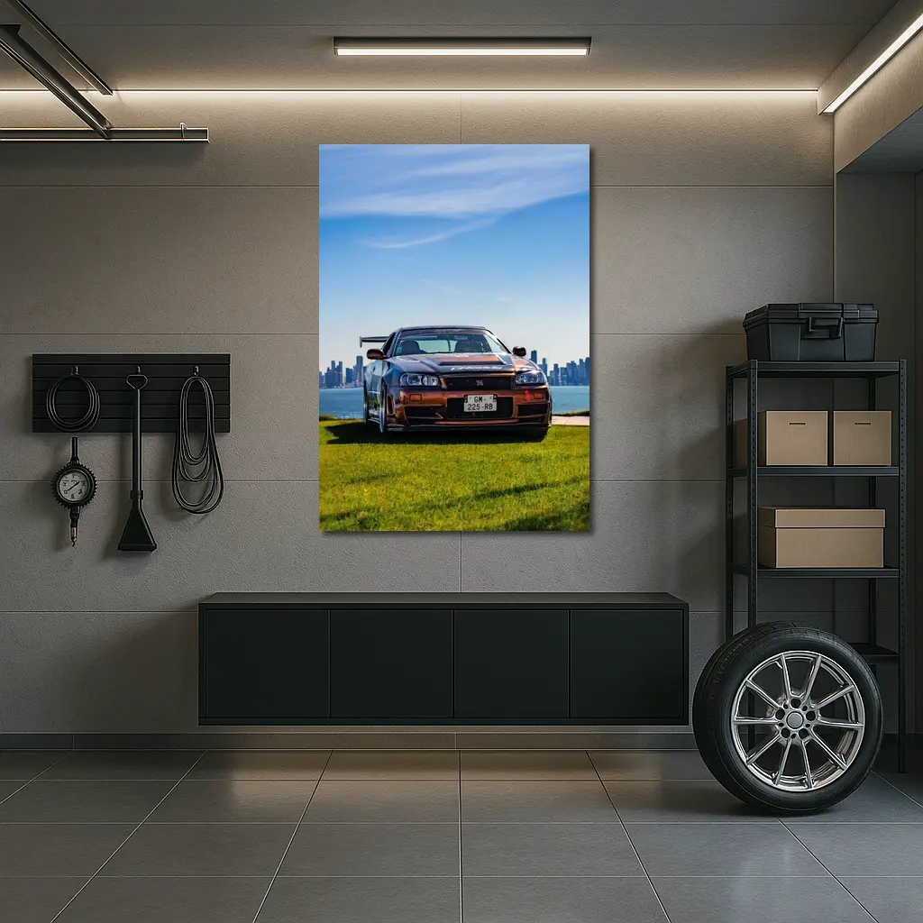 Nissan Skyline GT-R R34 City Skyline View – Wall Art