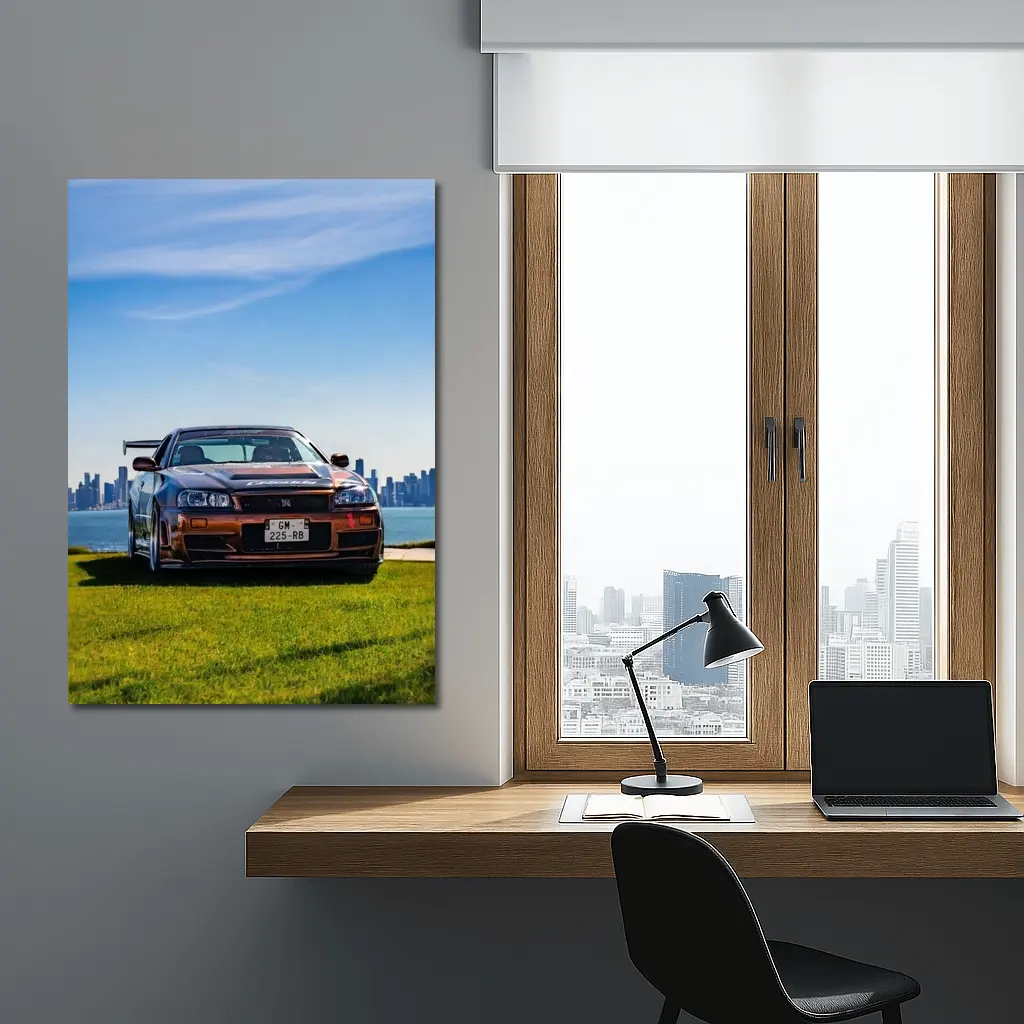 Nissan Skyline GT-R R34 City Skyline View – Wall Art