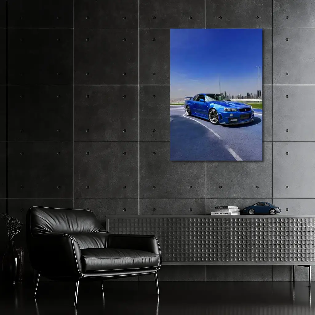 Nissan Skyline GT-R R34 Blue City – Wall Art