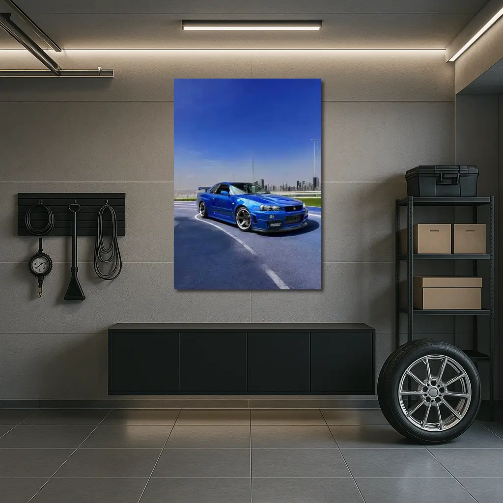 Nissan Skyline GT-R R34 Blue City – Wall Art