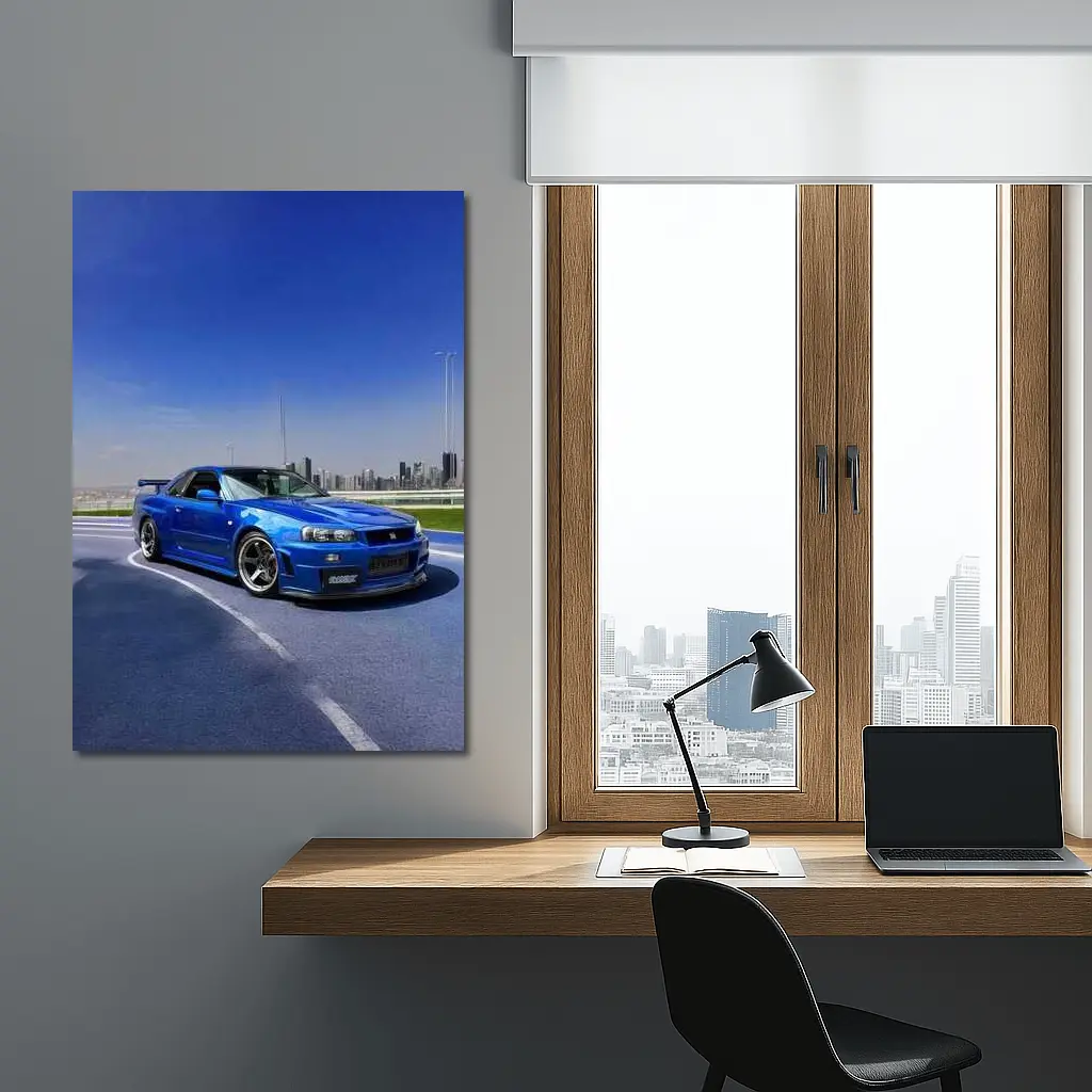 Nissan Skyline GT-R R34 Blue City – Wall Art