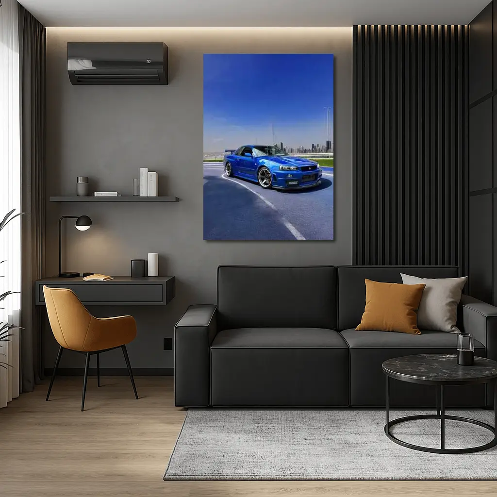 Nissan Skyline GT-R R34 Blue City – Wall Art