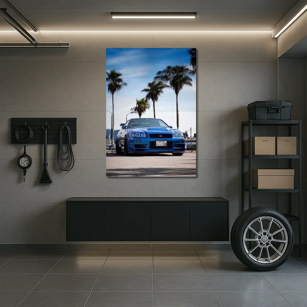 Nissan Skyline GT-R R34 Blue City – Wall Art