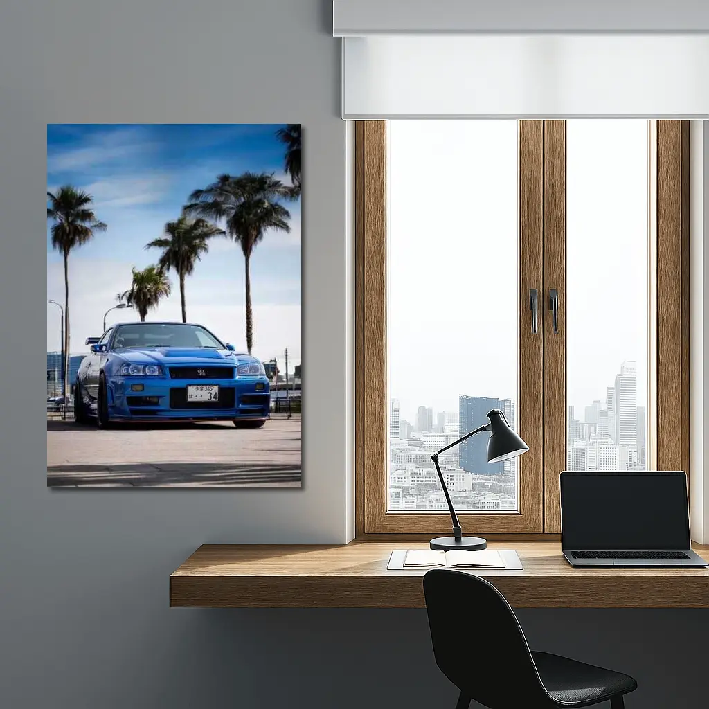 Nissan Skyline GT-R R34 Blue City – Wall Art