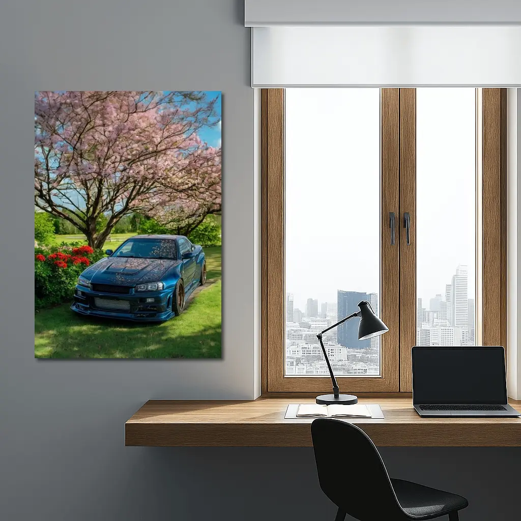 Nissan Skyline GT-R R34 Cherry Blossom Garden – Wall Art