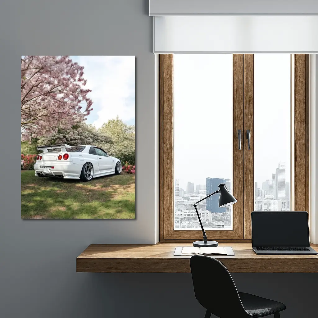 Nissan Skyline GT-R R34 Cherry Blossom Garden – Wall Art