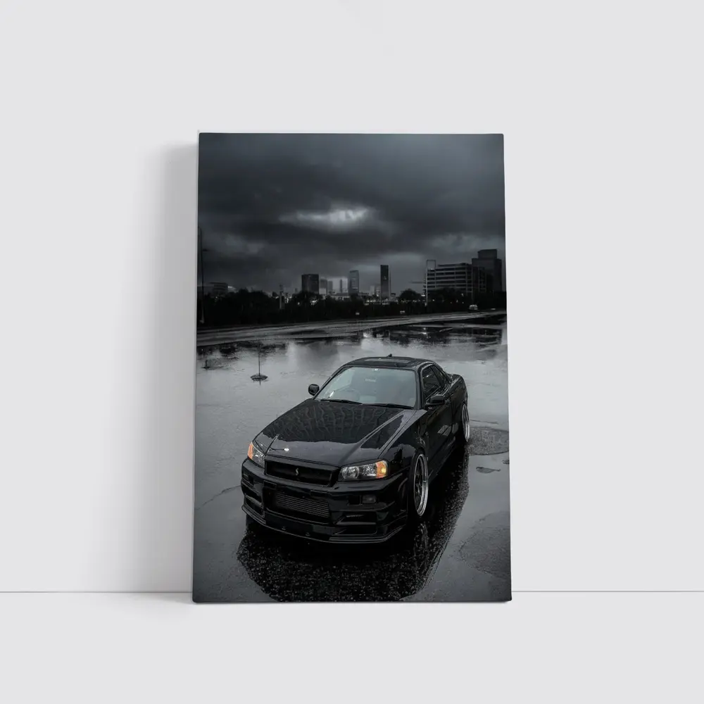 Nissan Skyline GT-R R34 Rainy City Night – Wall Art