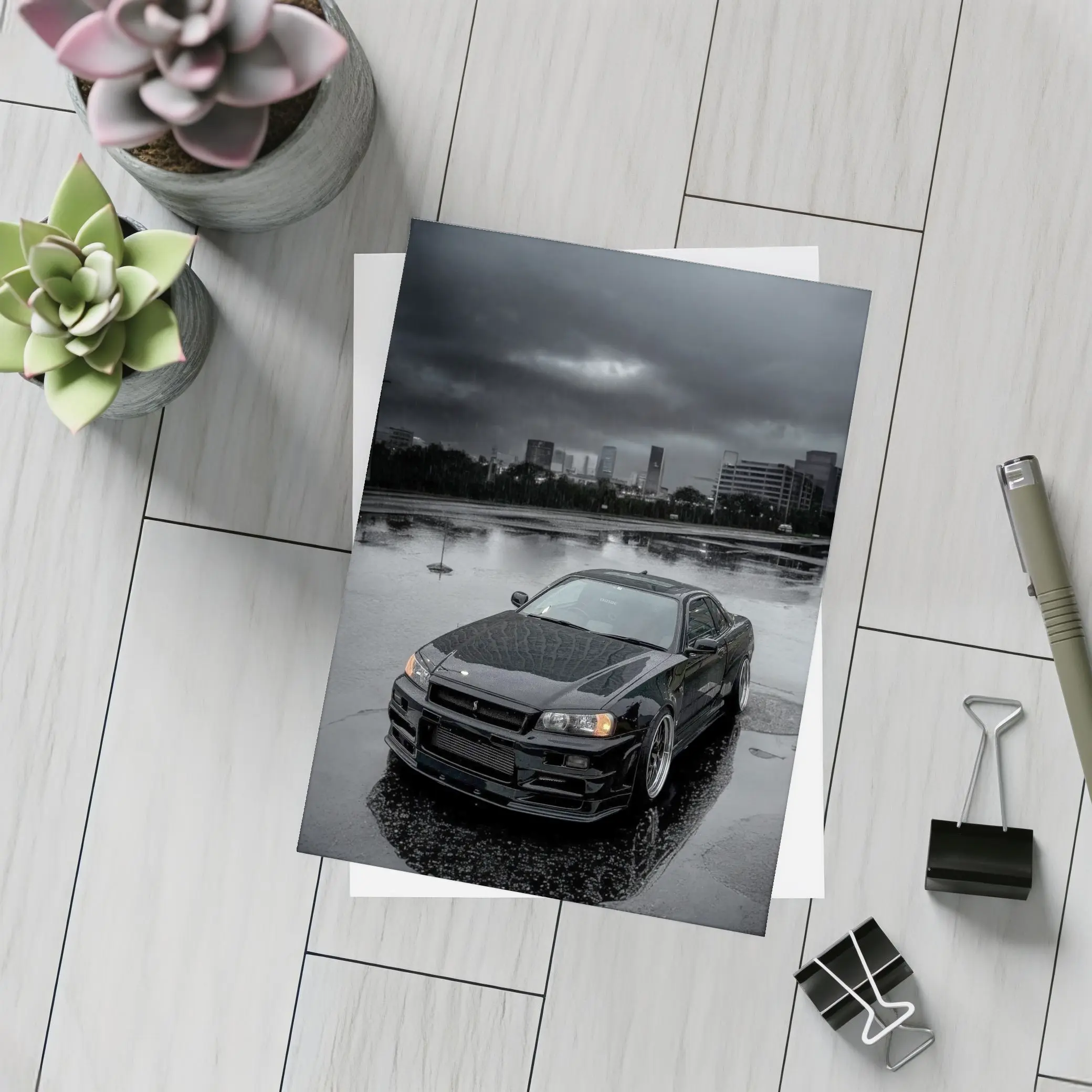 Nissan Skyline GT-R R34 Rainy City Night – Postcards