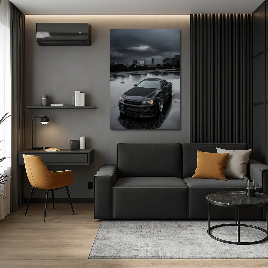 Nissan Skyline GT-R R34 Rainy City Night – Wall Art