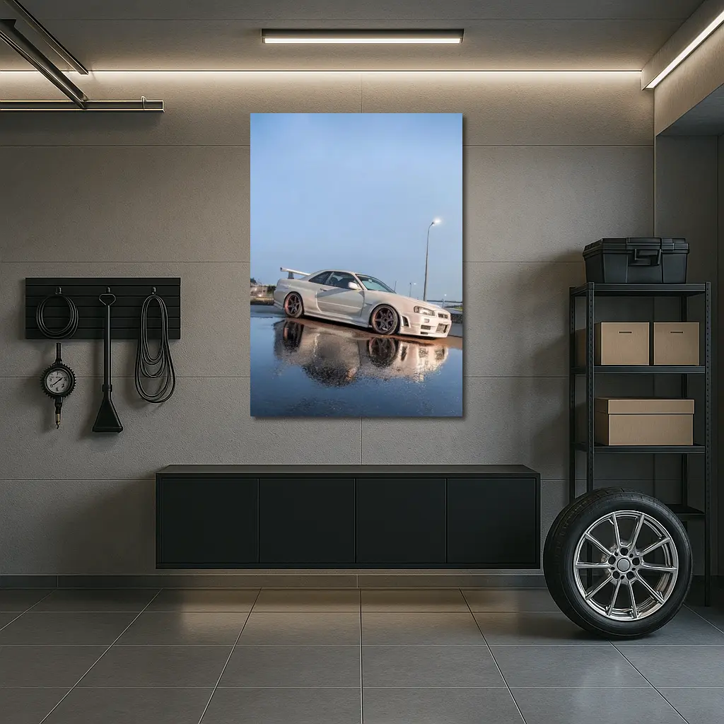 Nissan Skyline GT-R R34 Wet Parking Lot – Wall Art