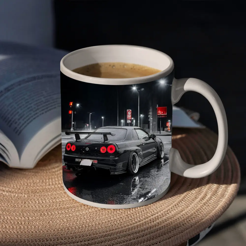 Nissan Skyline GT-R R34 Rainy Night Street – Mugs