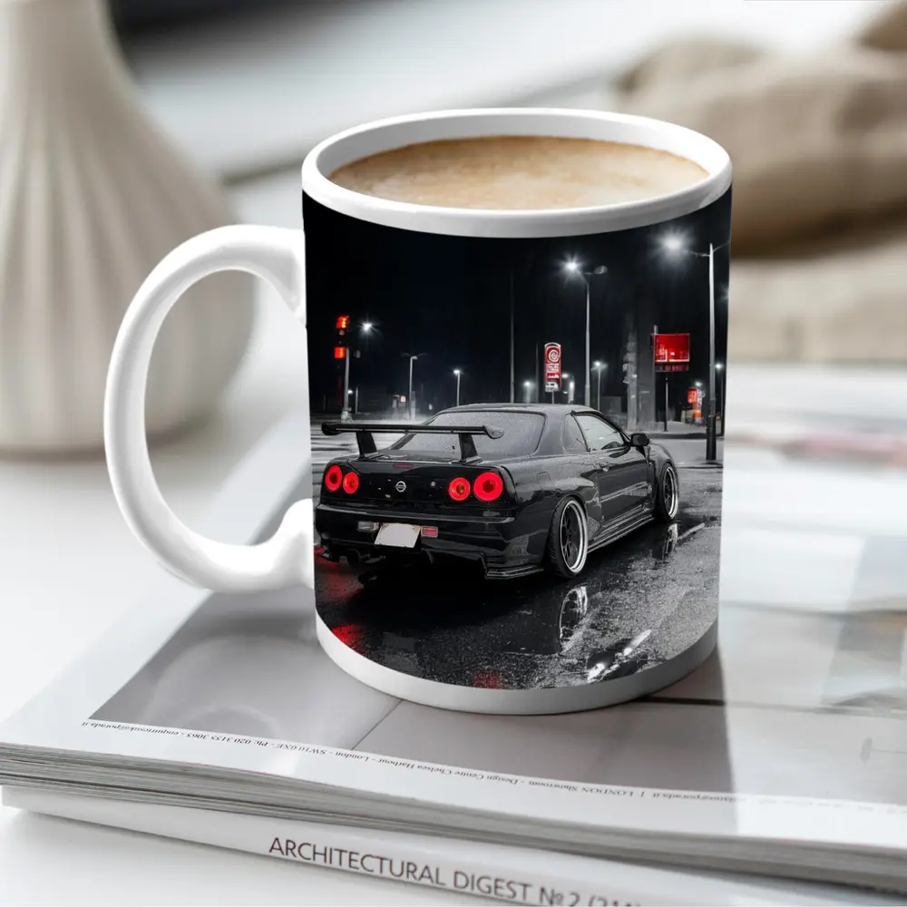 Nissan Skyline GT-R R34 Rainy Night Street – Mugs