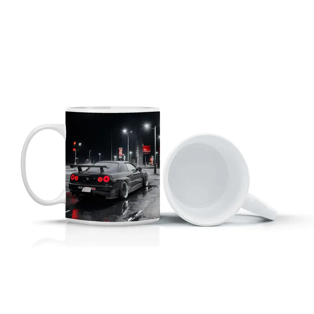 Nissan Skyline GT-R R34 Rainy Night Street – Mugs
