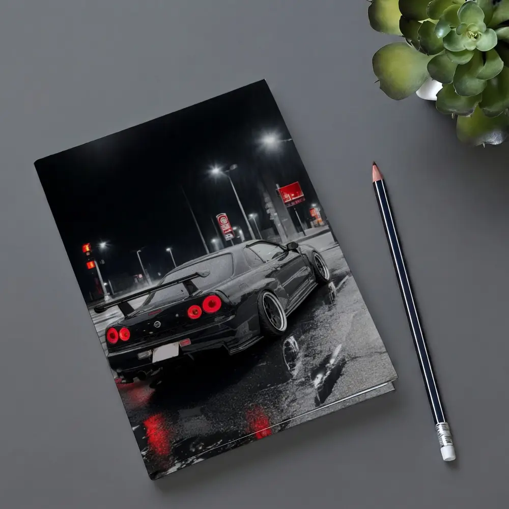 Nissan Skyline GT-R R34 Rainy Night Street – Notebooks