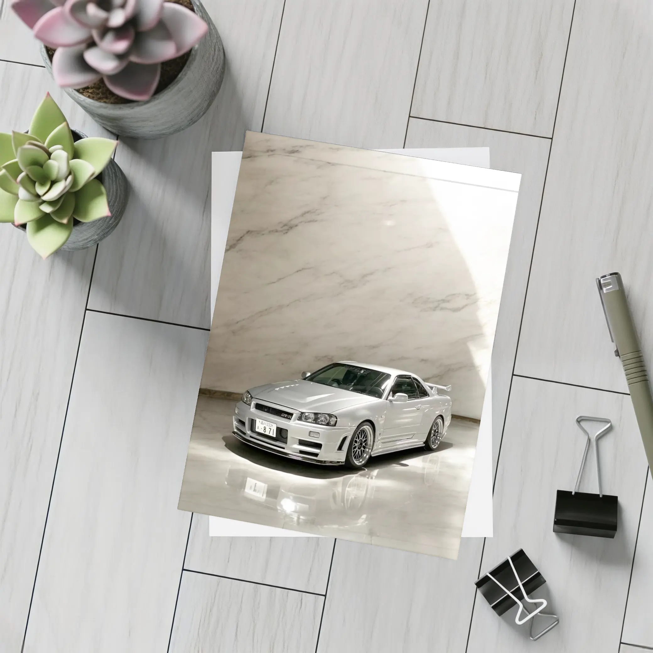 Nissan Skyline GT-R R34 Silver Marble – Postcards