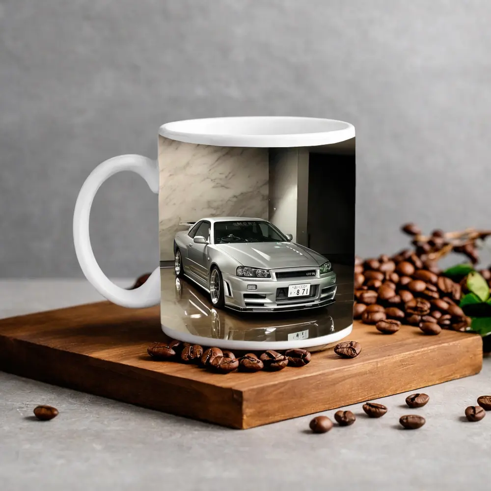 Nissan Skyline GT-R R34 Silver Marble Showroom – Mugs