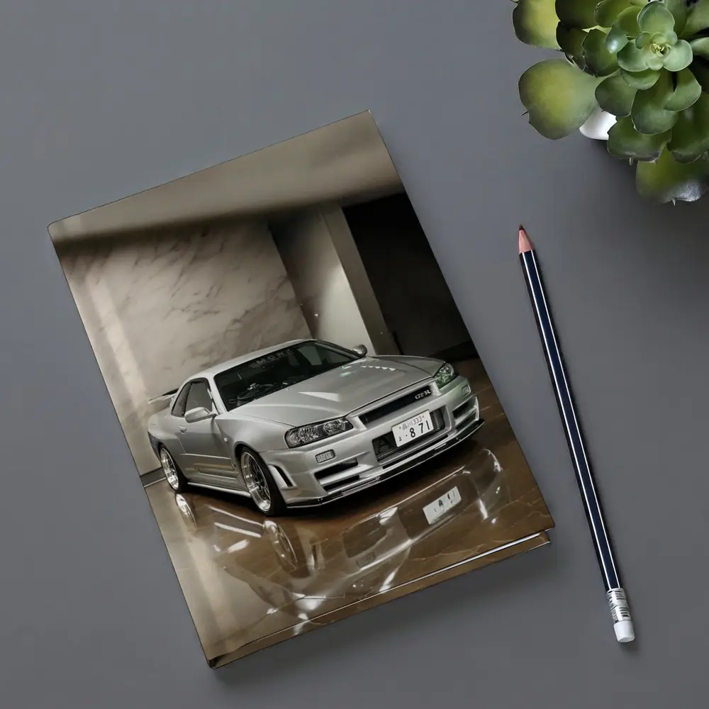 Nissan Skyline GT-R R34 Silver Marble Showroom – Notebooks