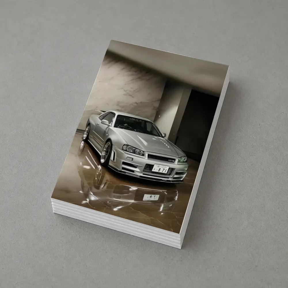 Nissan Skyline GT-R R34 Silver Marble Showroom – Postcards