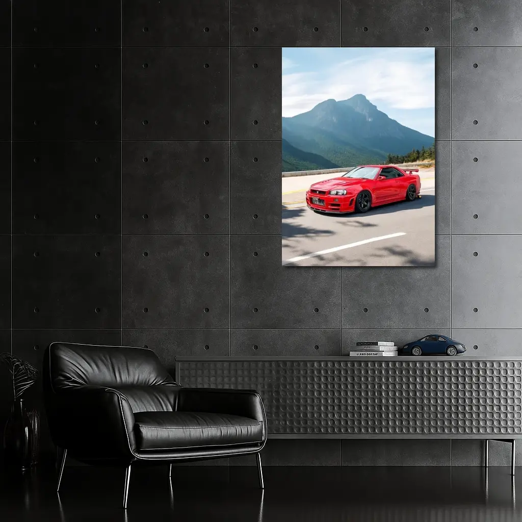 Nissan Skyline GT-R R34 Red Mountain Road – Wall Art