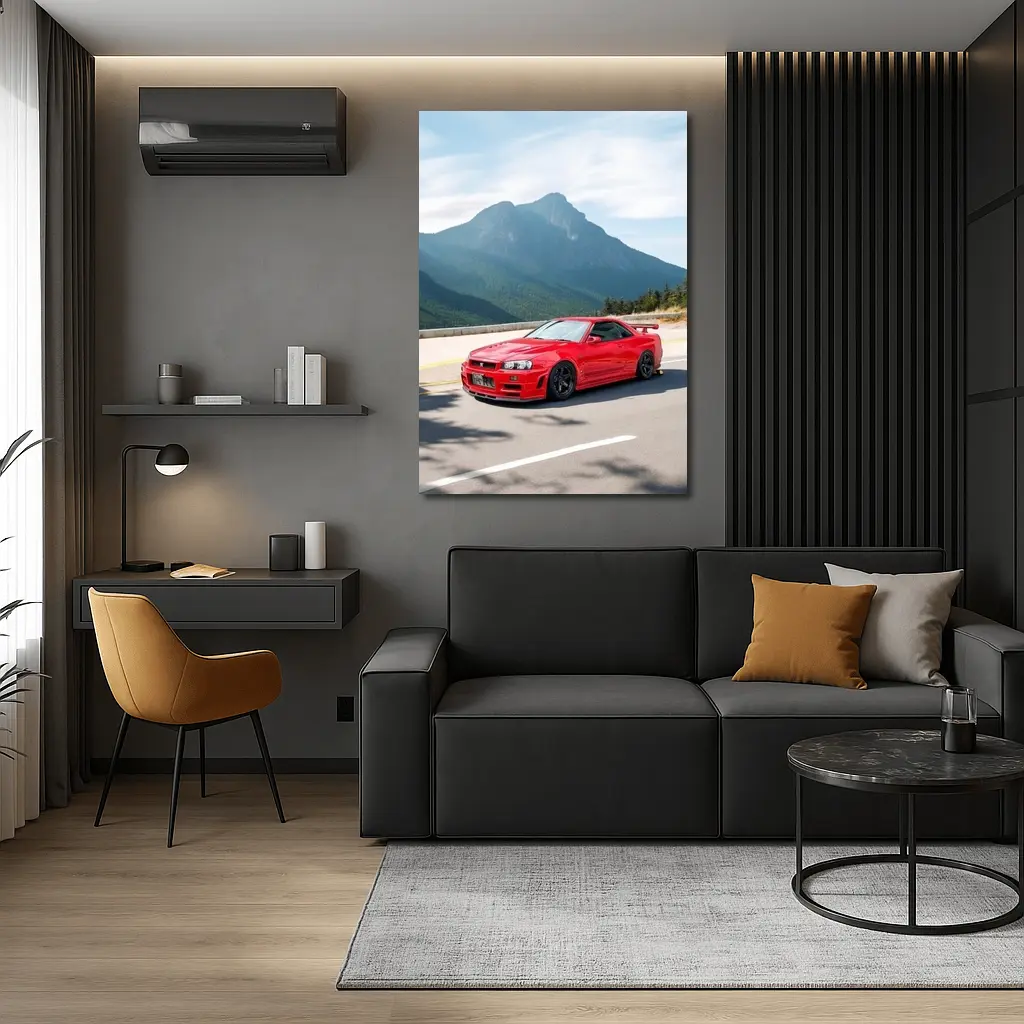Nissan Skyline GT-R R34 Red Mountain Road – Wall Art