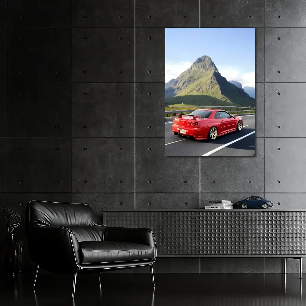 Nissan Skyline GT-R R34 Red Mountain Road – Wall Art