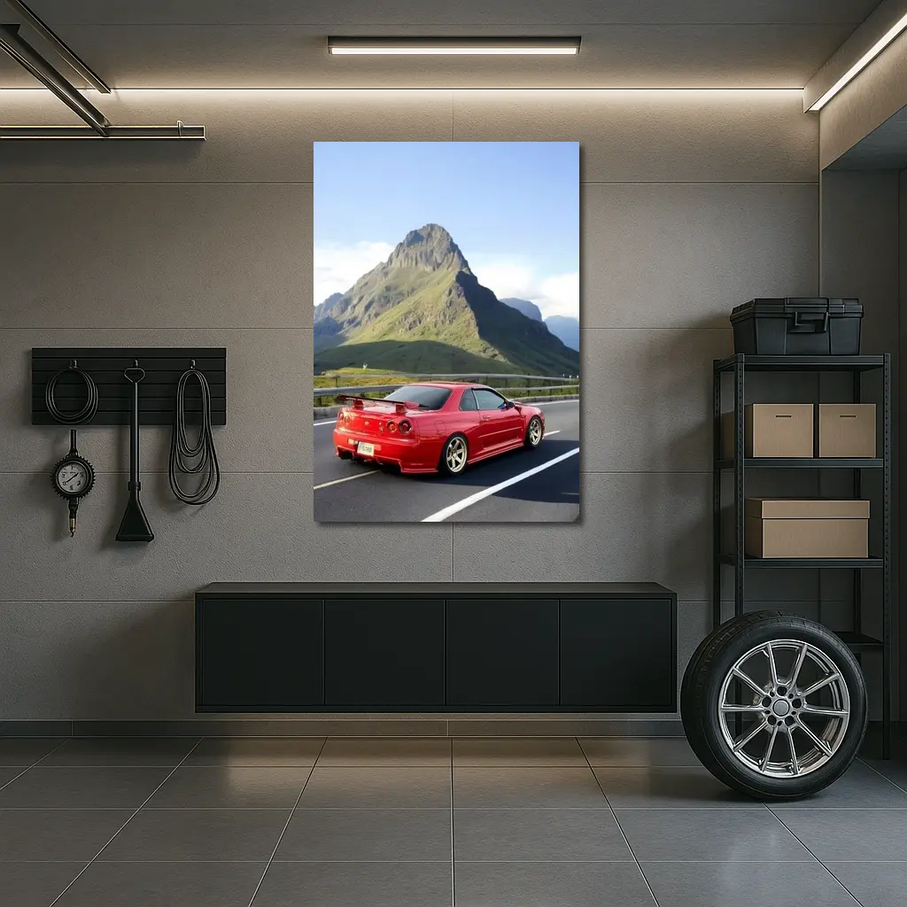 Nissan Skyline GT-R R34 Red Mountain Road – Wall Art
