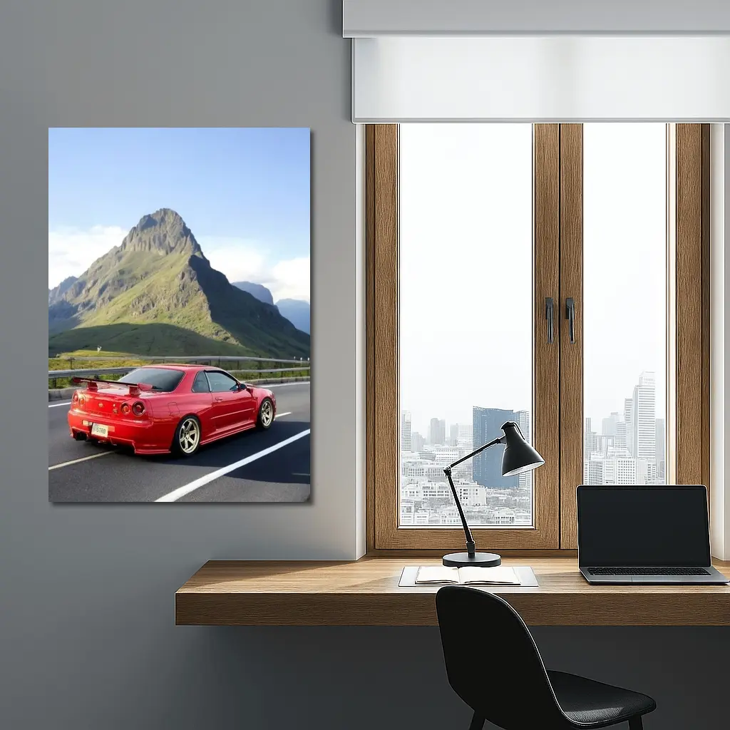 Nissan Skyline GT-R R34 Red Mountain Road – Wall Art