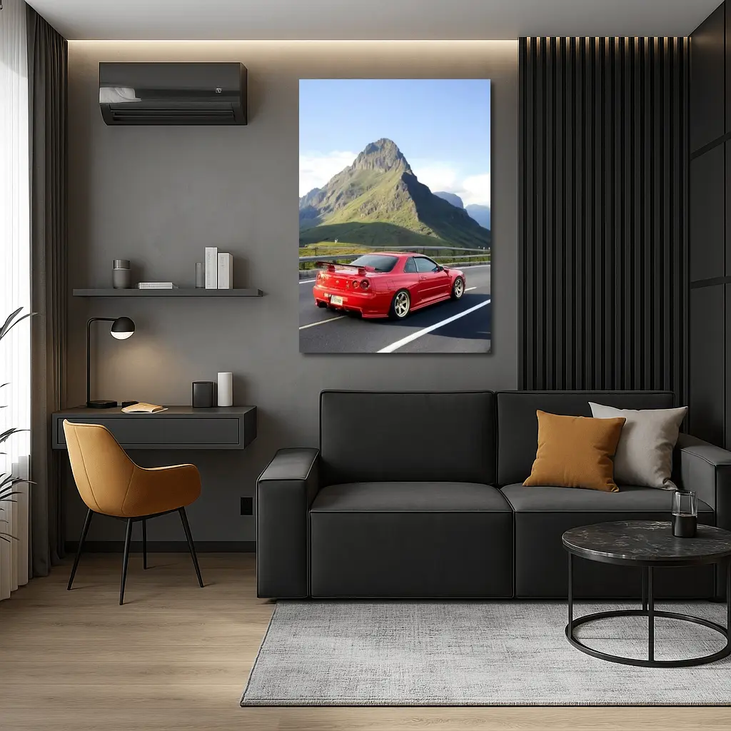 Nissan Skyline GT-R R34 Red Mountain Road – Wall Art