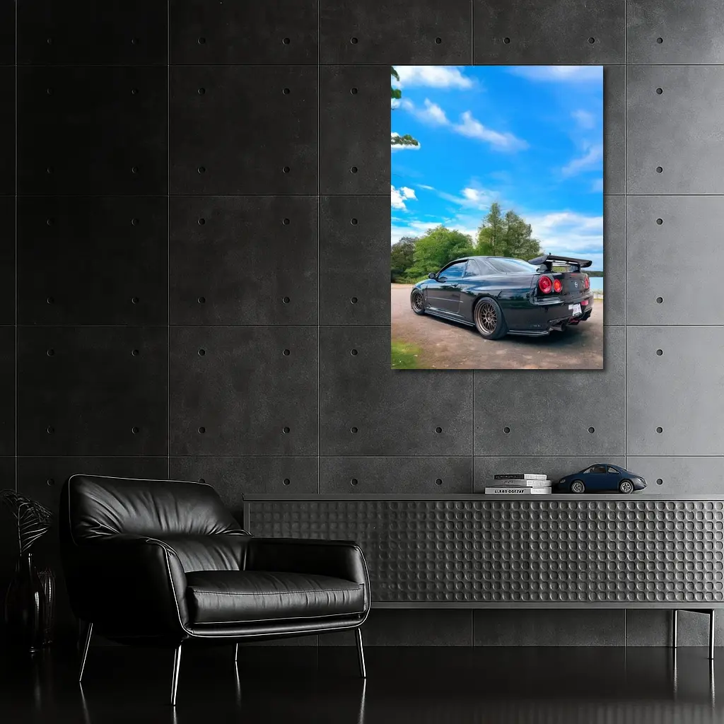 Nissan Skyline GT-R R34 Black Nature – Wall Art