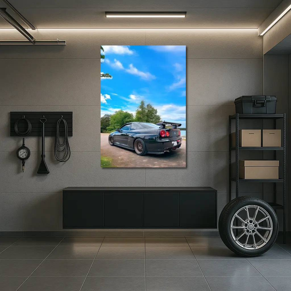 Nissan Skyline GT-R R34 Black Nature – Wall Art