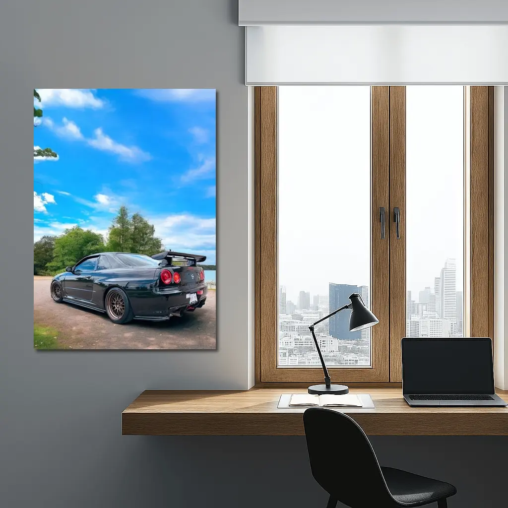 Nissan Skyline GT-R R34 Black Nature – Wall Art
